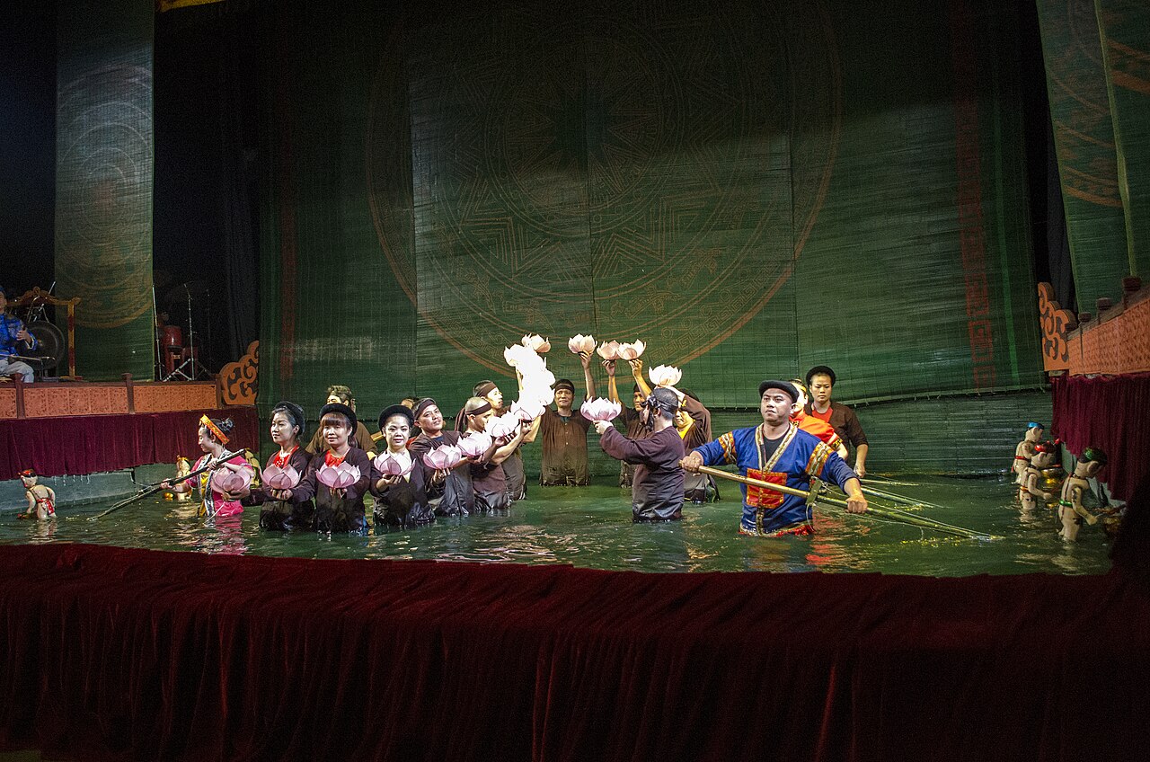 The final act of a Thang Long water puppet show (Wikimedia Commons)