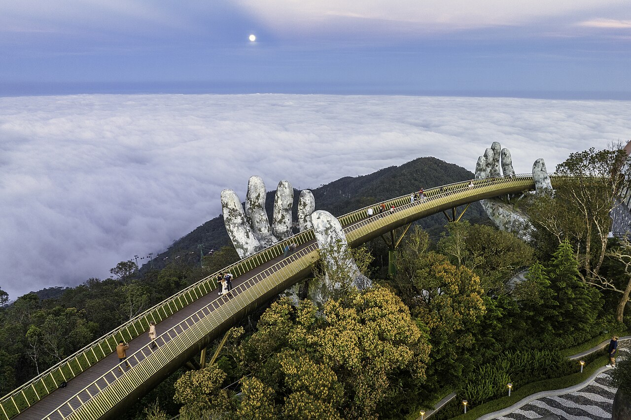 The Golden Bridge above the clouds at Ba Na Hills near Da Nang (Wikimedia Commons)